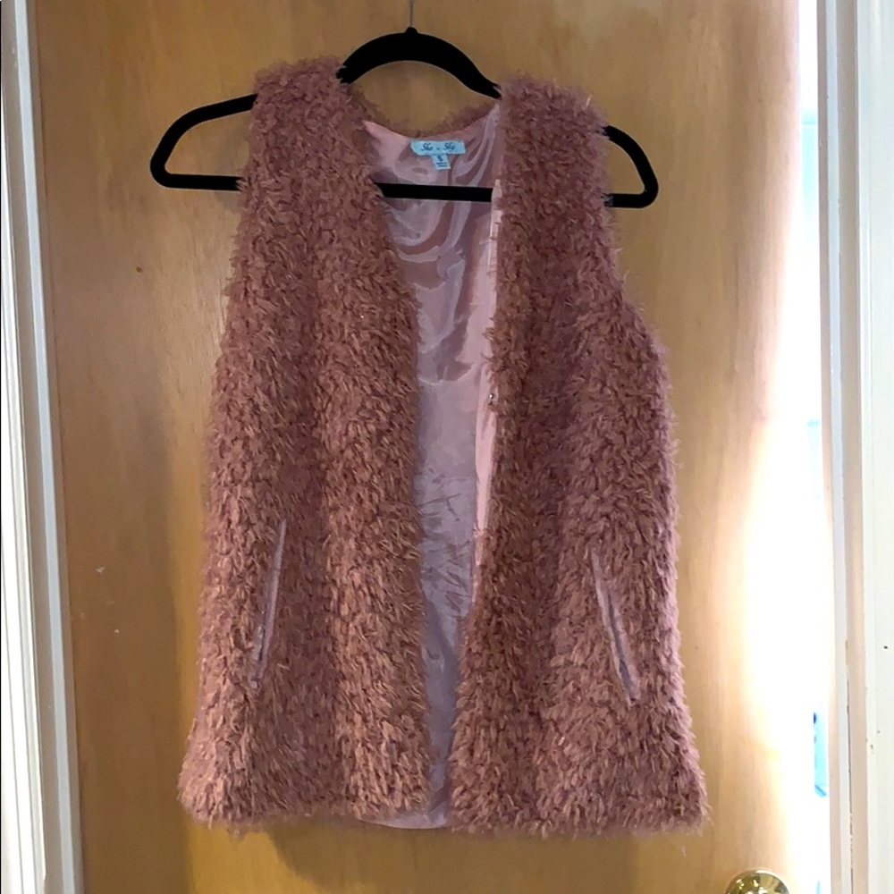 Pink faux fur vest